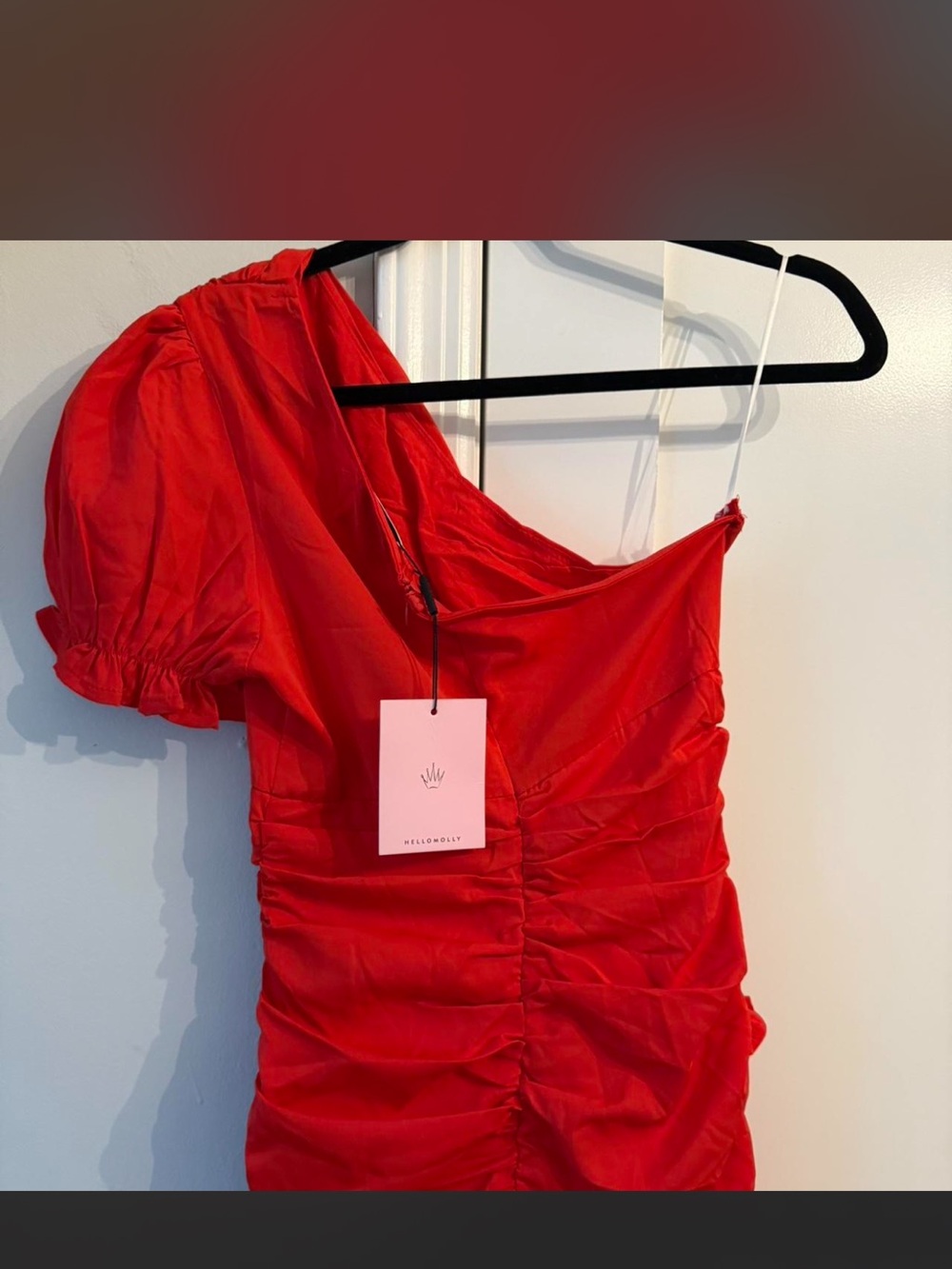 Hello Molly One-Shoulder Red Ruffle Mini Dress - Picture 4 of 4